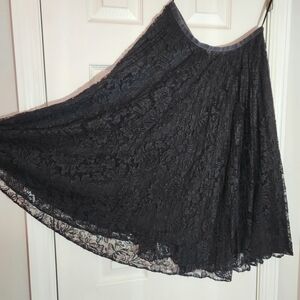 Linda Allard Ellen Tracy Full Lace A-Line Black Skirt Women's 6